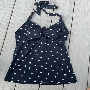 Black & white polka dot bathing suit top